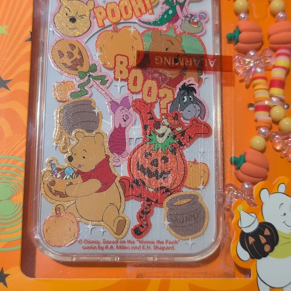 Disney Winnie the Pooh Halloween iPhone 13/14/15 Phone Case & Beaded Strap